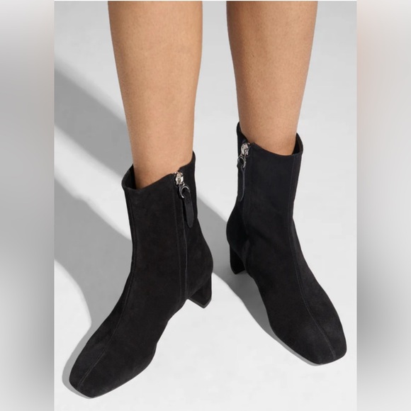 Aeyde Shoes - AEYDE BLACK SUEDE ANKLE BOOTIES ZIP BLOCK HEEL NEW EU 40 US 9 $495